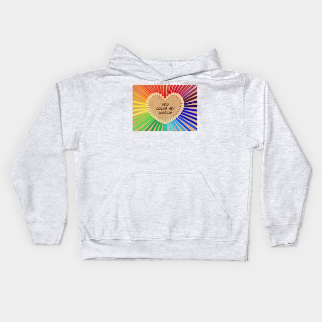 Colouring Pencil Heart Kids Hoodie by RumourHasIt